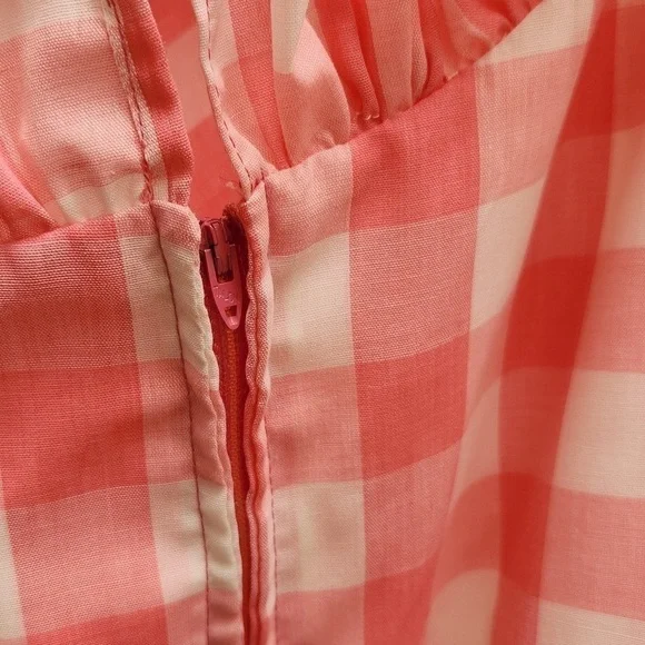 Gingham Check Pink Ruffle Vtg Dress - Picture 7 of 9